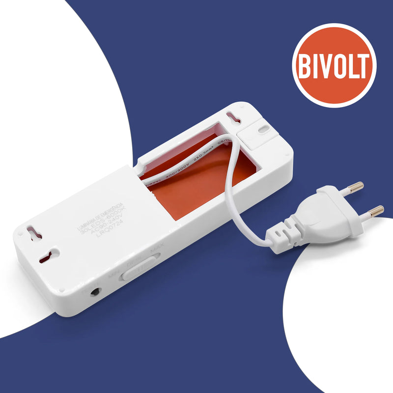 Luminária de emergência 30LEDs com bateria recarregável