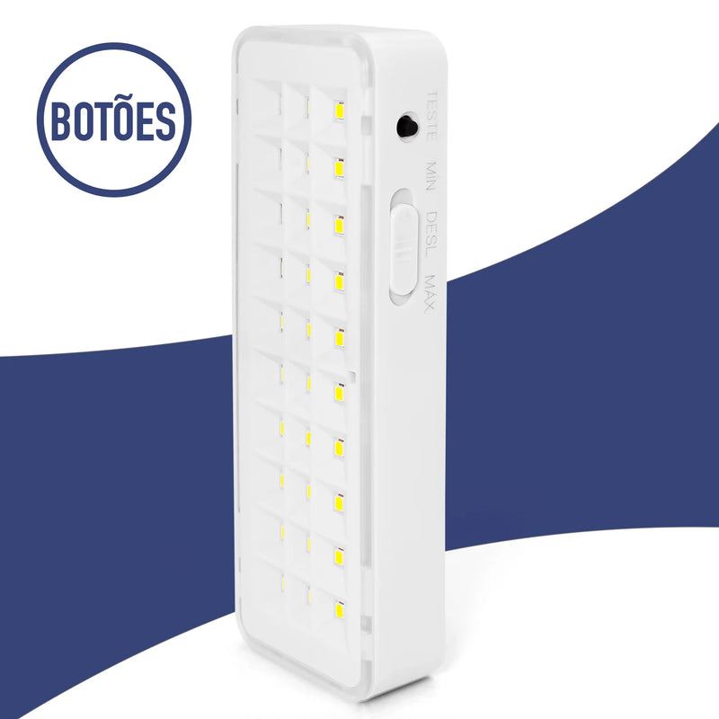 Luminária de emergência 30LEDs com bateria recarregável