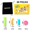Blocos de construção magnéticos, 68 peças, conjunto de ímãs hastes de bola hastes montessori brinquedos educativos para crianças